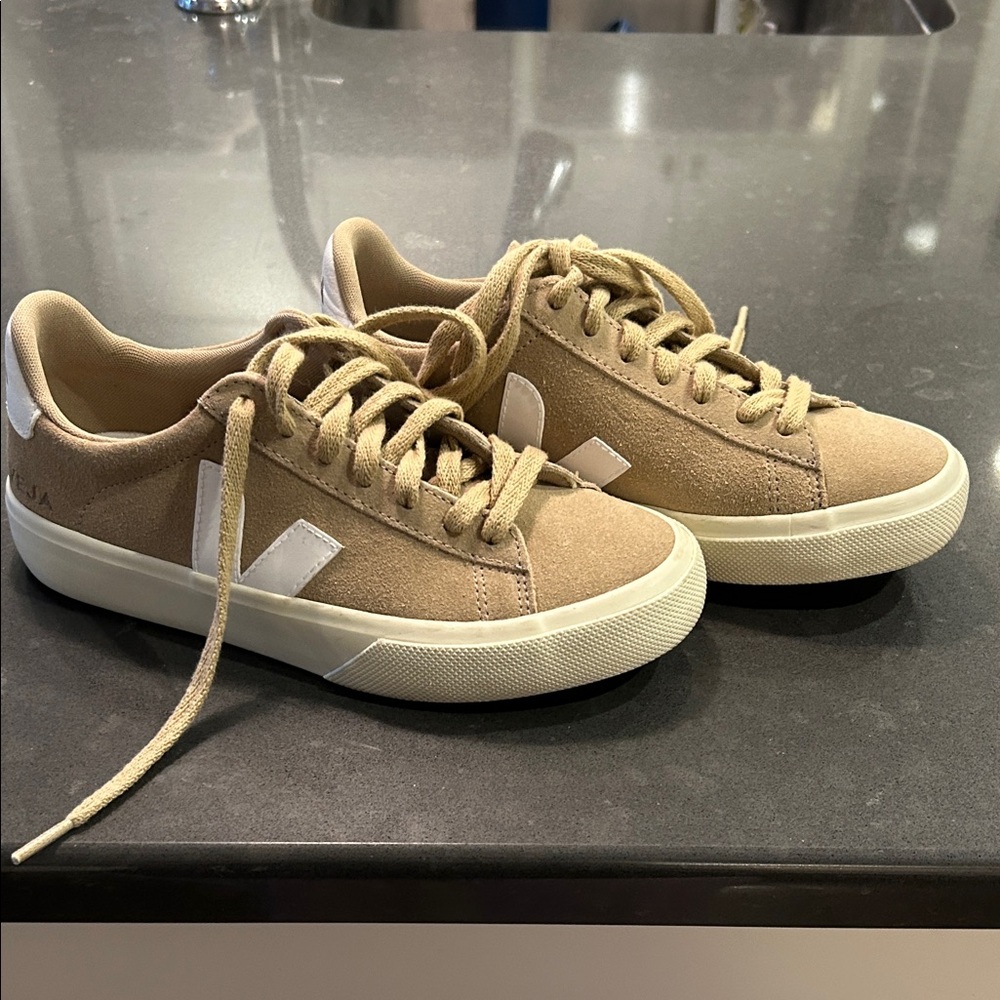 Veja Woman’s Taupe Natural Suede Sneakers - Picture 2 of 3